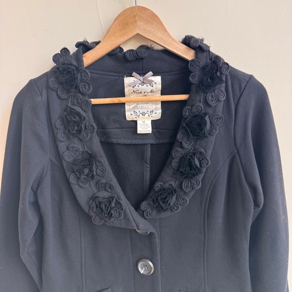 Nick and Mo Anthropologie Black V Neck Long Sleeve Knit Jacket Womens Size M - Picture 3 of 13